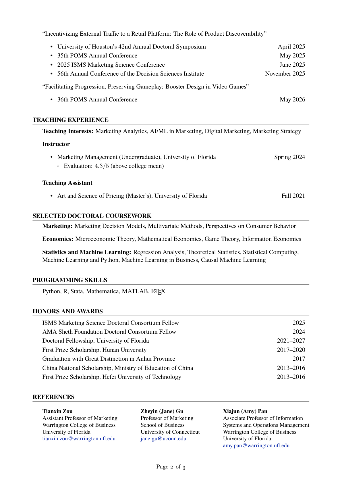 Guangzhi Chen CV page 2